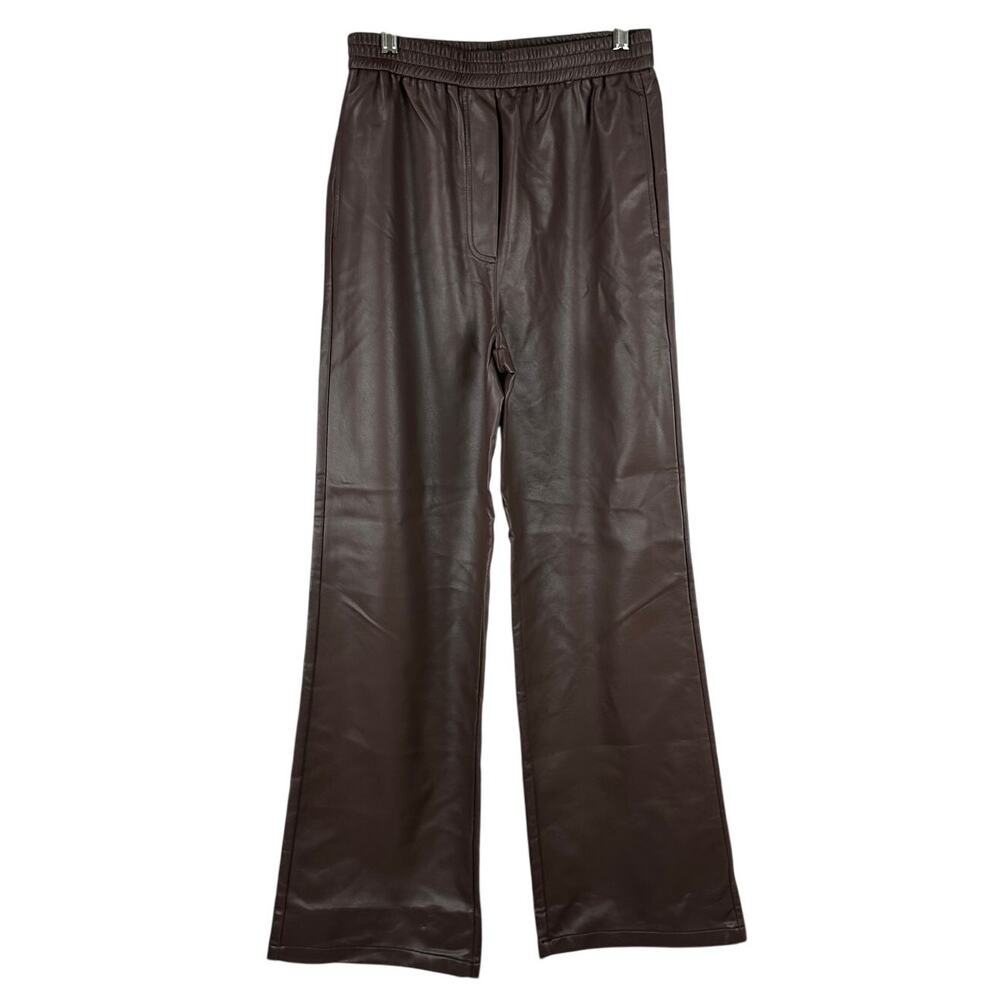 The Range Plush Leather Wide Leg Pants Brown Women's Size Small New With Tags